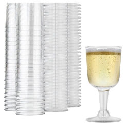 50Pcs Clear Plastic Wine Glass Recyclable - Shatterproof Wine Goblet - Disposable & Reusable Cups for Champagne Dessert