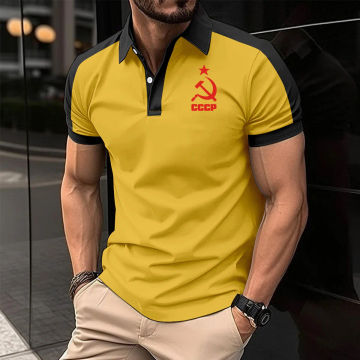 Summer men's POLO shirt High quality cotton color matching fashion business men's T shirt leisure 2024 new men's shirt top