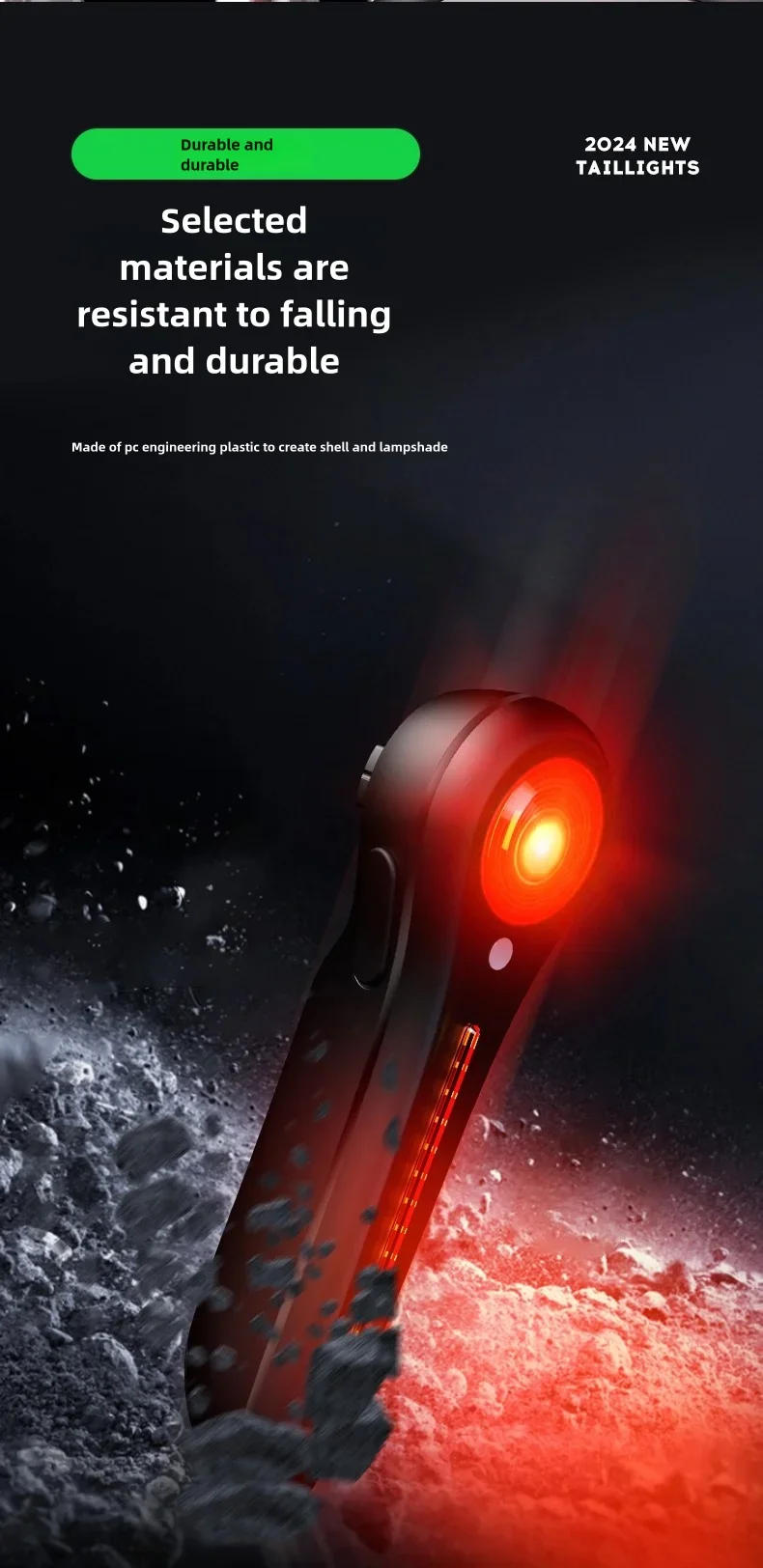 Description Picture 5 of itemBicycle Light IP65 Waterproof Bike SmartTaillight LED USB Rechargable Safety Back Light Riding Warning Saddle Bike Rear Light
