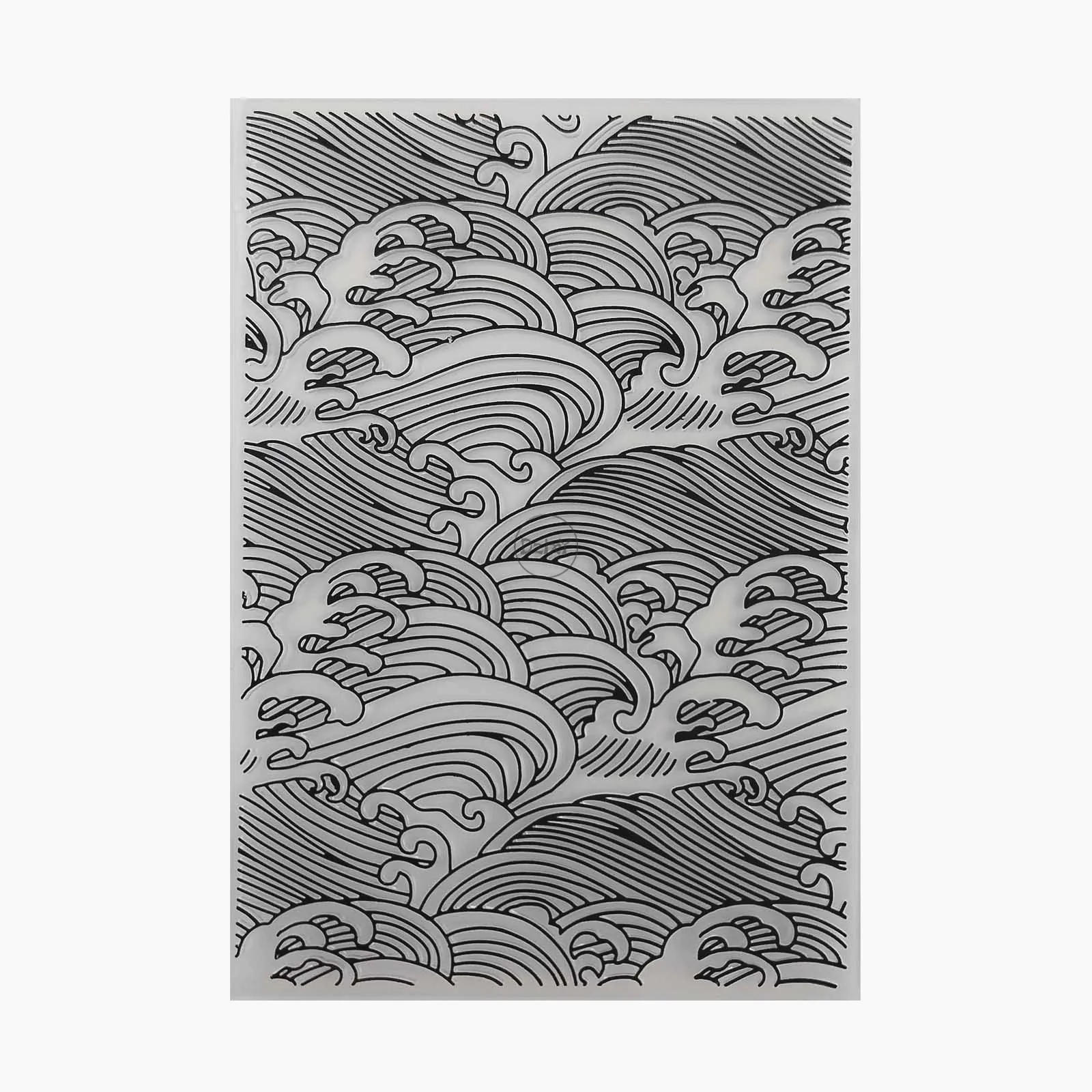 Description Picture 2 of item2023 NEW Waves Background Embossing Folders for Scrapbooking Paper Album Cards Making Supplies 3D Plastic Stencils Crafts