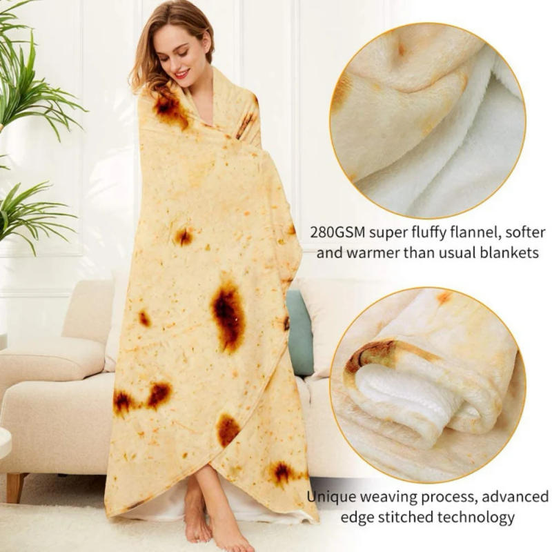 Description Picture 5 of itemFunny Round Corn Tortilla Blanket Soft Throw Blanket for Bed Fleece Sofa Plaid Plush Bedspreads Winter Warm Flannel Wrap Blanket