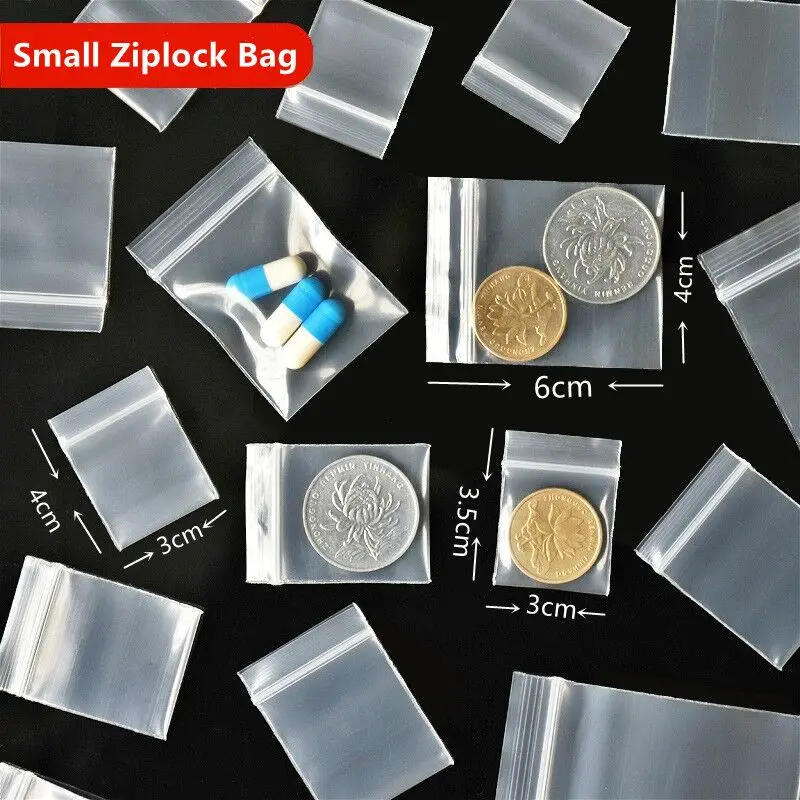 Description Picture 4 of item100-300 Pieces MINI Small Plastic Bag Jewelry Zipper Zipper Lock Resealable Plastic Transparent Mini Bag Different Sizes