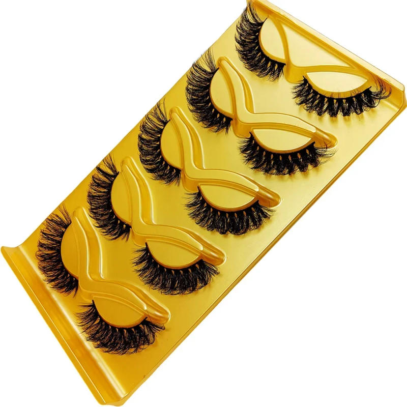 Description Picture 3 of item5 Pairs False Eyelashes Cat Eye Wispy End Eye Elongated Thick Faux Mink Lashes Fluffy Short Natural Fake Lashes