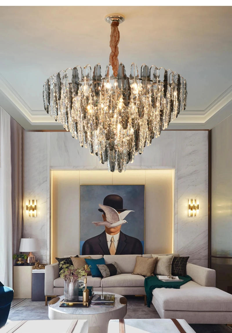 Description Picture 2 of itemRevamp Your Ceiling With Our Trendy LED Crystal Chandelier Round Oval Styles Gold Silver Options Dimming Function Hanging Light