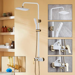 9006 Shower set copper full hot and cold water mixing valve faucet bathroom shower home nozzle booster spray gun lift+