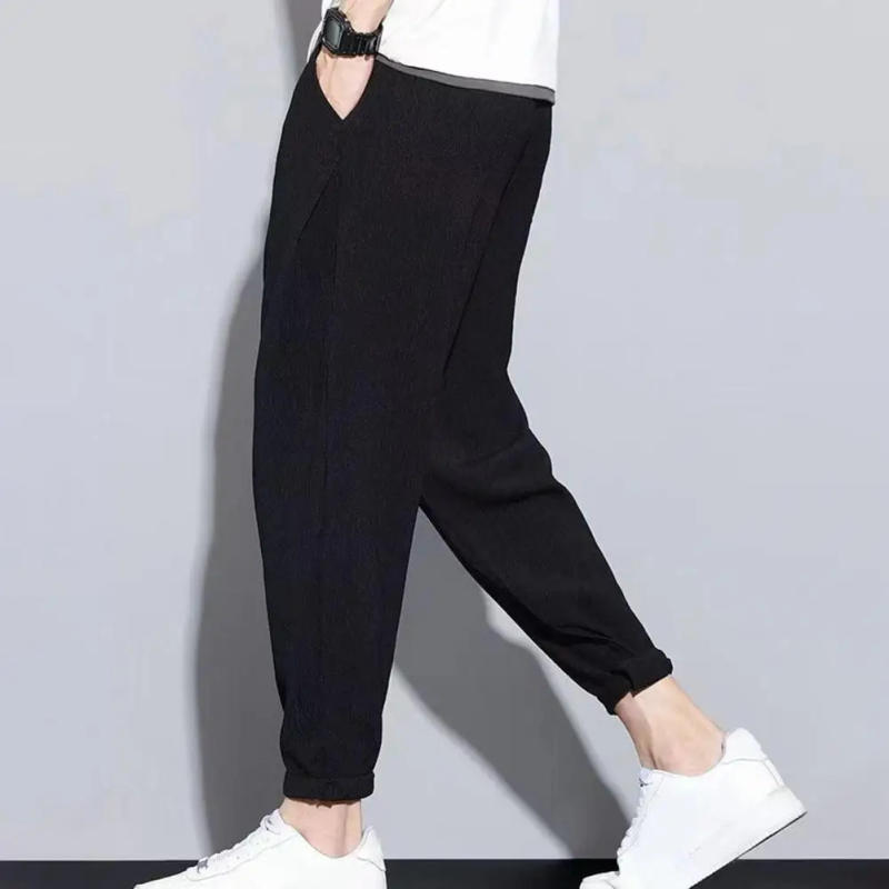 Description Picture 3 of itemMen Drawstring Pants Men's Quick-drying Harem Pants with Elastic Waist Ankle-banded Design for Gym Training Jogging Lightweight