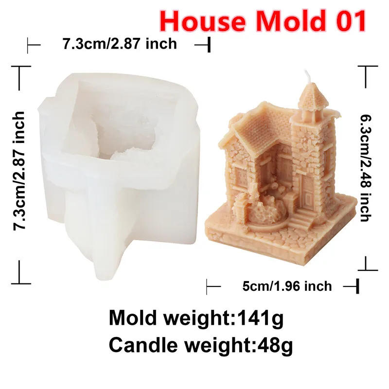 Description Picture 4 of item3D European Building House Home Silicone Candle Mold DIY Handmade Aromatherapy Plaster Resin Soap Making candle making tools