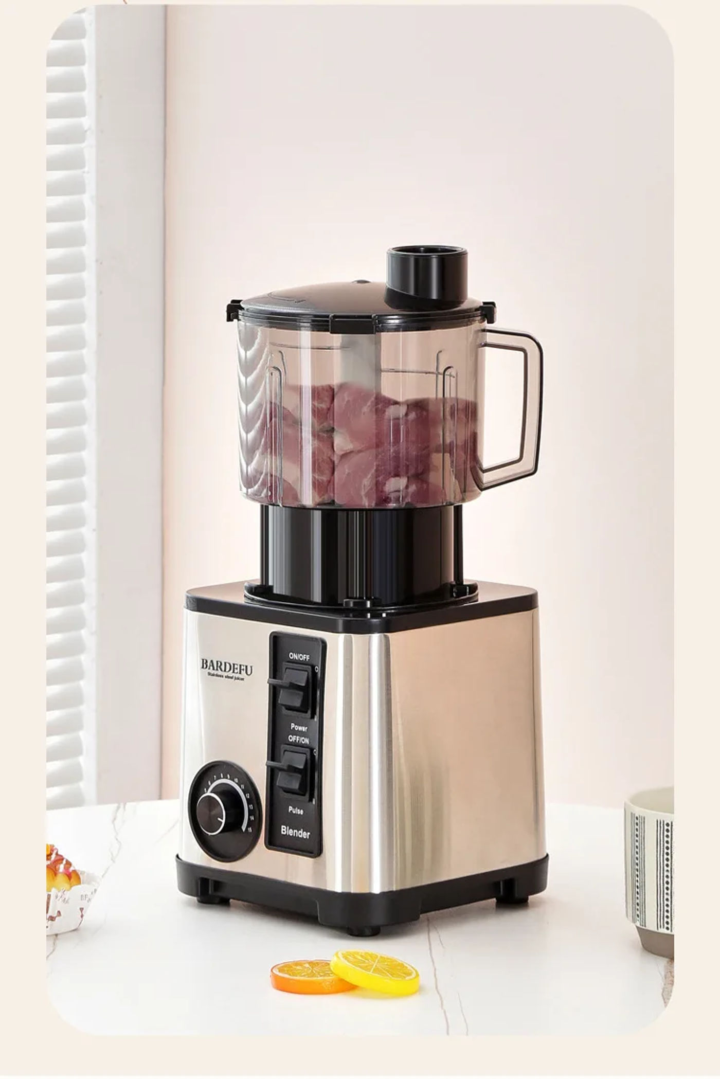Description Picture 5 of item220V- 3L 6 in 1 Blender Stainless Steel Large Capacity Cut Vegetables and Shreds Icebreaker Salad Grinder Meat Grinder Juicer