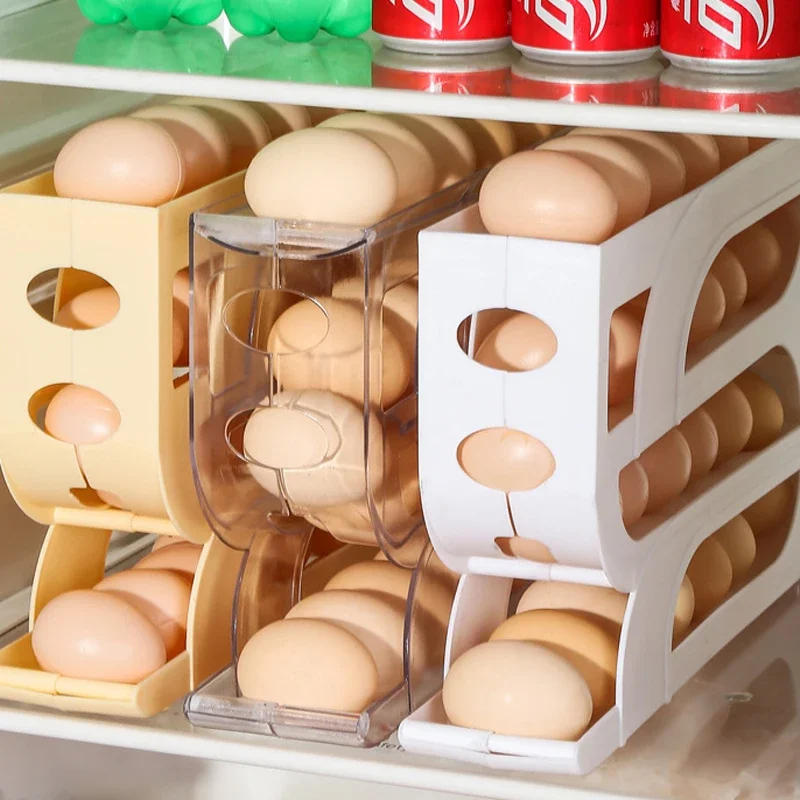 Description Picture 2 of itemSlide Egg Storage Box Refrigerator Side Door Egg Tray Refrigerator Side Large Capacity Space Saving For Kitchen Egg Storage Box