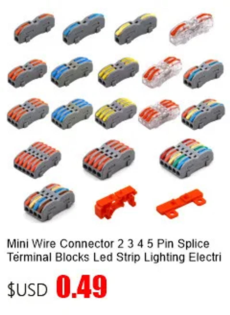 Description Picture 5 of itemWire Connectors Mini T Rail Type Fast Universal Compact Conductor Wiring Cable Electrical Connector Push-in Butt Terminal Block