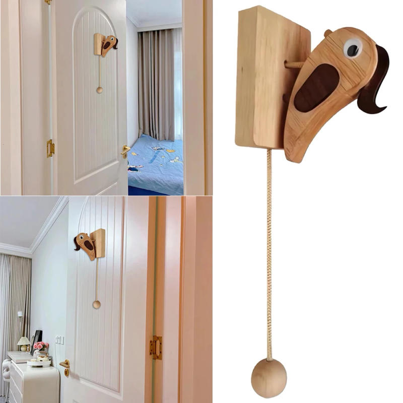 Description Picture 6 of itemWoodpecker Door Bell Handmade Woodpecker Doorbell Vintage Woodpecker Knocker Doorbell with Pull Rope for Coffee Shop Tea House