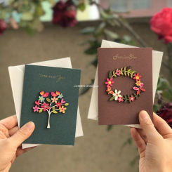 1pcs 3D Post Card for Birthday Christmas Wedding Invitations Greeting Cards Handmade Flower Message Card Thank You Greeting Card