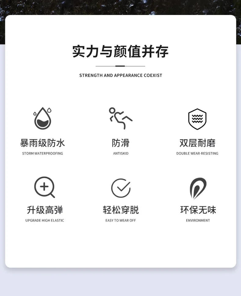 Description Picture 3 of itemxgnvpy Outdoor Rubber Rain Boot Overshoes Silicone Waterproof Shoe Cover Reusable Non-Slip Protector Rain Gear for Daily Use