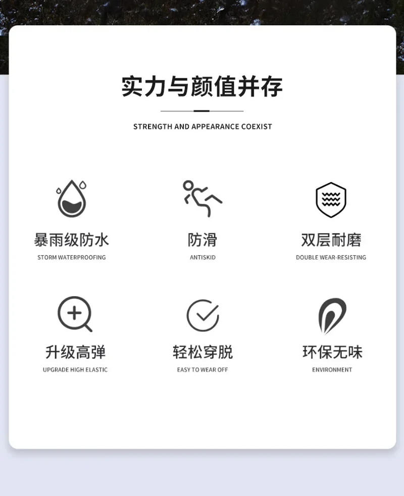 Description Picture 3 of itemxgnvpy Outdoor Rubber Rain Boot Overshoes Silicone Waterproof Shoe Cover Reusable Non-Slip Protector Rain Gear for Daily Use