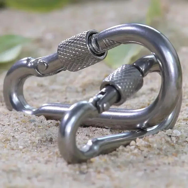 Description Picture 3 of itemM6/M8/M10 304 Silver Stainless Steel Lock Ring Safety Snap Hook Carabiner Spring Snap Quick Link Outdoor Climbing Gear Equipment