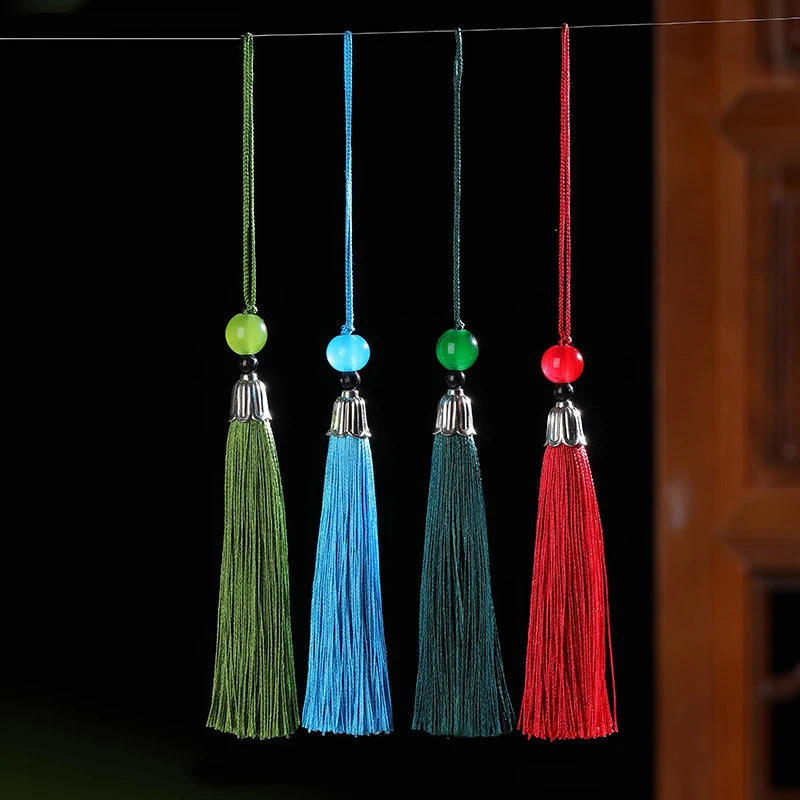 Description Picture 2 of item10Pcs Tassels Silky Handmade Soft Tassels Jade Bead Tassels DIY Craft Jewelry Car Key Chain Decor Pendants Smooth Fringe Trim