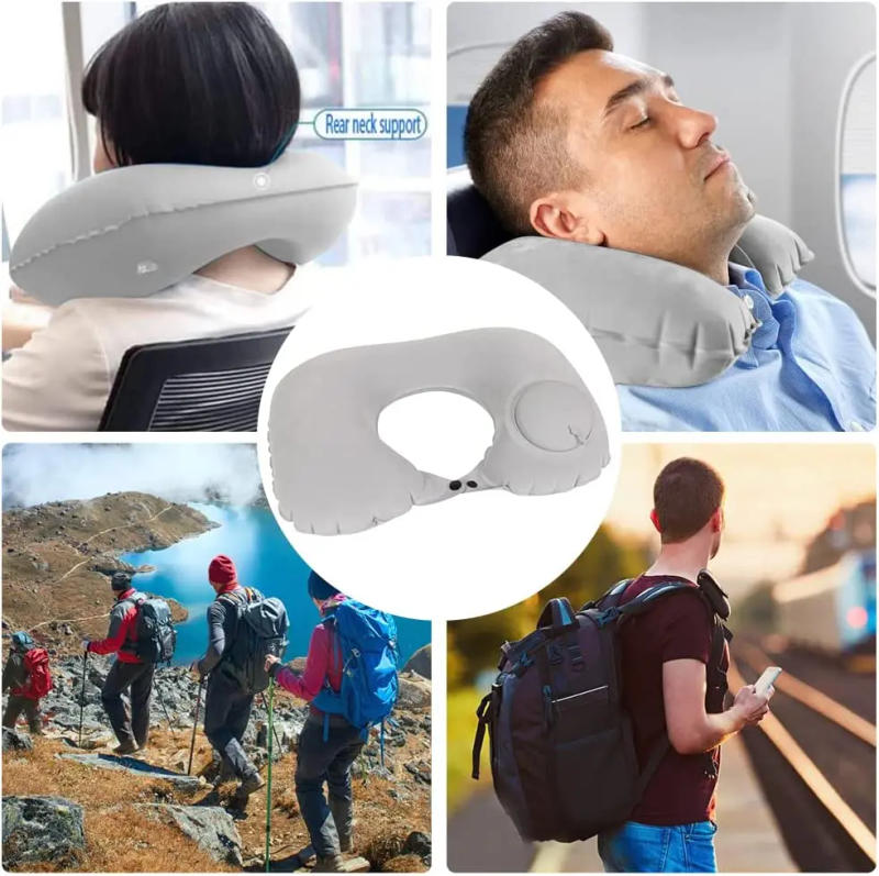 Description Picture 2 of item1pc Travel Pillows Airplanes Inflatable Super Light Portable Neck Pillow U-Shape Automatic Inflatable Cervical Vertebr Pillow