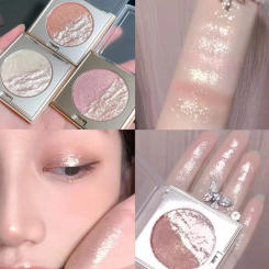 Two-color Contour Highlight Plate Pearlescent Fine Flash Glitter Powder Shadow Blusher All-in-one Dual-use Lasting Shiny Palette