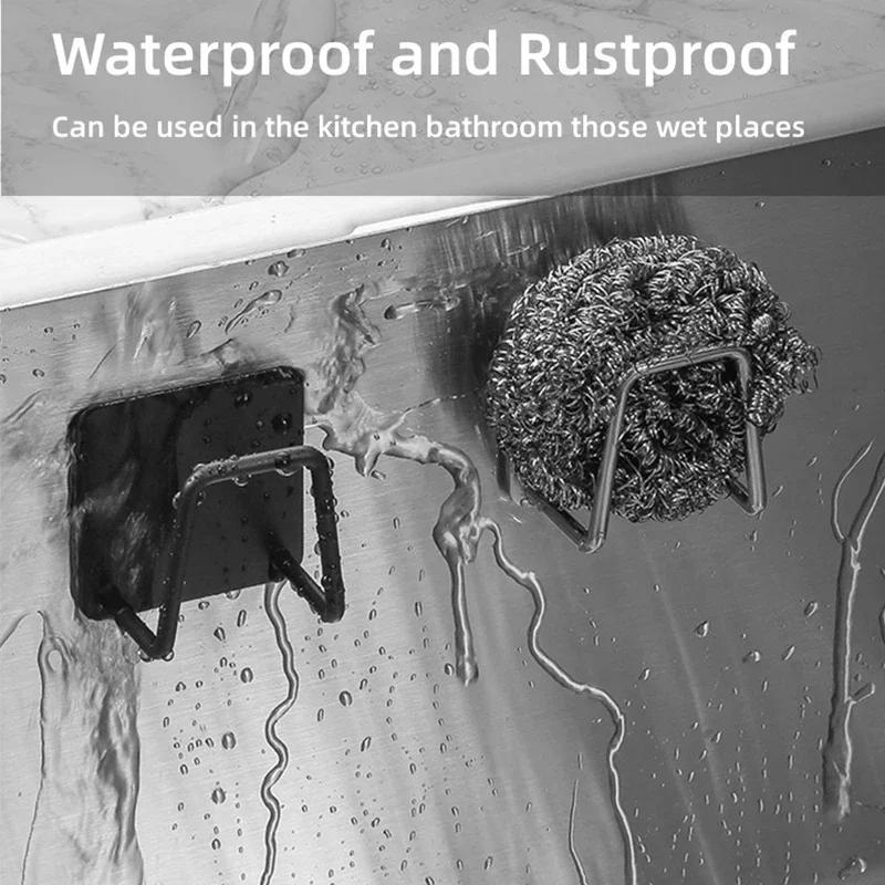 Description Picture 2 of itemKitchen Stainless Steel Sink Sponges Holder Self Adhesive Drain Drying Rack Kitchen Wall Hooks Accessories Storage Organizer