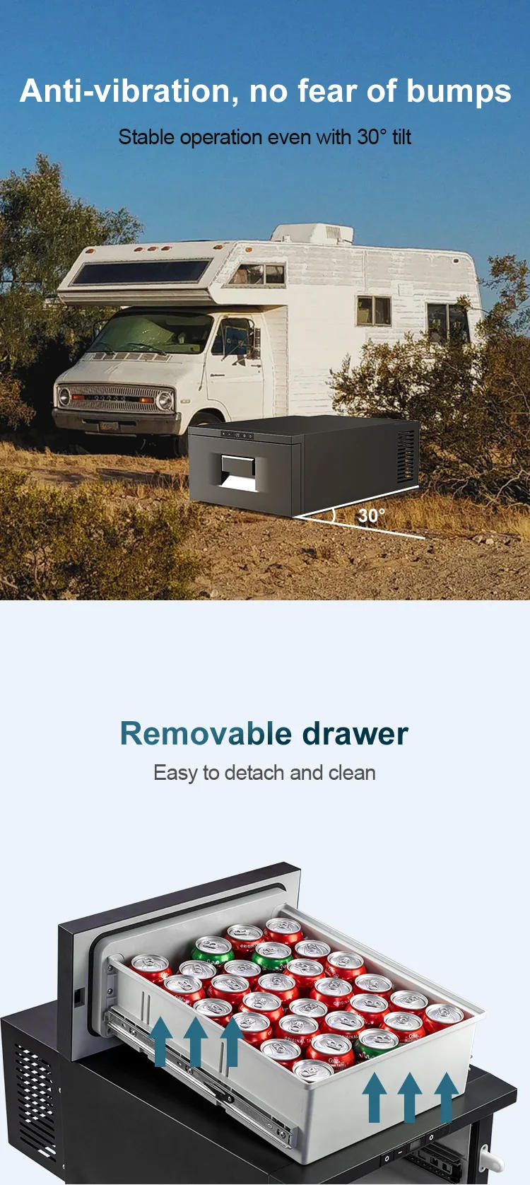 Description Picture 6 of itemAlpicool D30 RV fridge mini outdoor car truck drawer fridge 12v dc dual use cooler compressor freezer car refrigerator