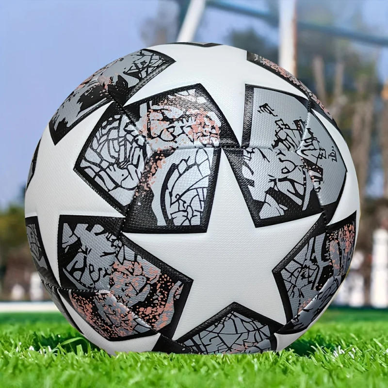 Description Picture 2 of itemStandard Size 5 Unisex Soccer Ball - Durable Machine-Sewn Wear-Resistant PU Leather Construction, Perfect for Family Fun and Fes