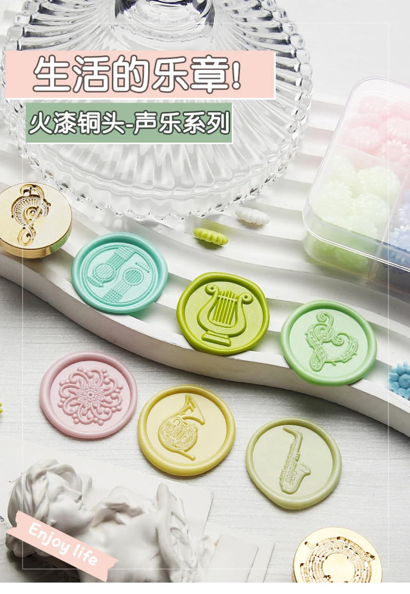 Description Picture 4 of itemRetro Wax Seal Stamp Music/Notes/Guitar/Harp Stamp Head Cards Copper Head Envelopes Wedding Invitations Scrapbooking SDS-OB2401