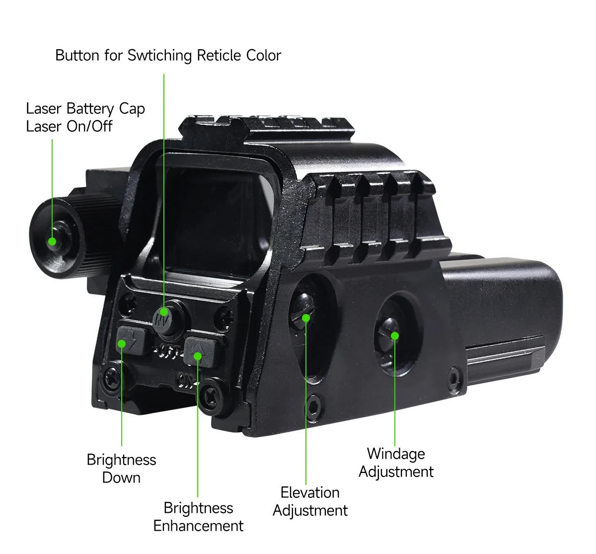 Description Picture 5 of item552G Red Green Dot Sight Tactical Optics Holographic Riflescope Hunting Shooting Collimator Airsoft Scope for 20mm Rail Mount