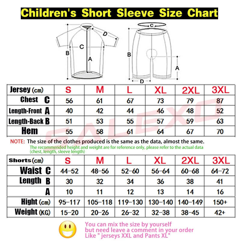 Description Picture 3 of itemNew 2024 Kids Cycling Clothing Bicycle Wear Short Sleeve Jersey with Shorts Set Boy Girl MTB Road Bike Suits Ropa De Ciclismo