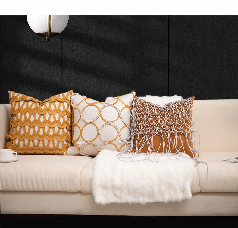Description Picture 6 of itemOrange Cushion Cover Suede Fabric Pillow Case Luxury Decorative Pillows for Chair Sofa Bedroom Living Room Home Decor