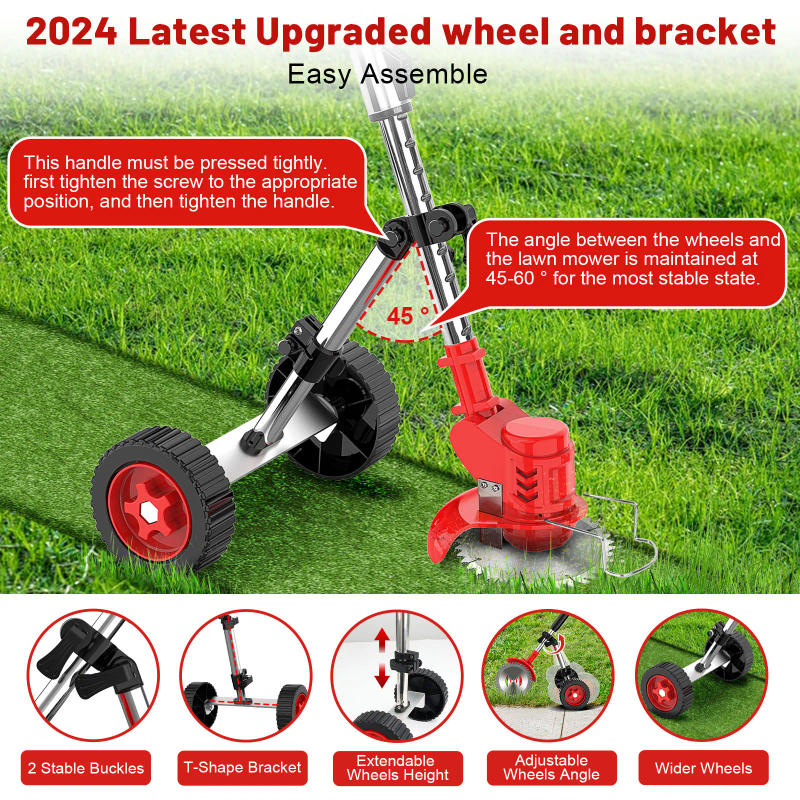Description Picture 4 of item24V Electric Lawn Mower Weed Wacker 21000RPM Cordless Grass String Trimmer Adjustable Foldable Cutter For Makita with Iron Wheel