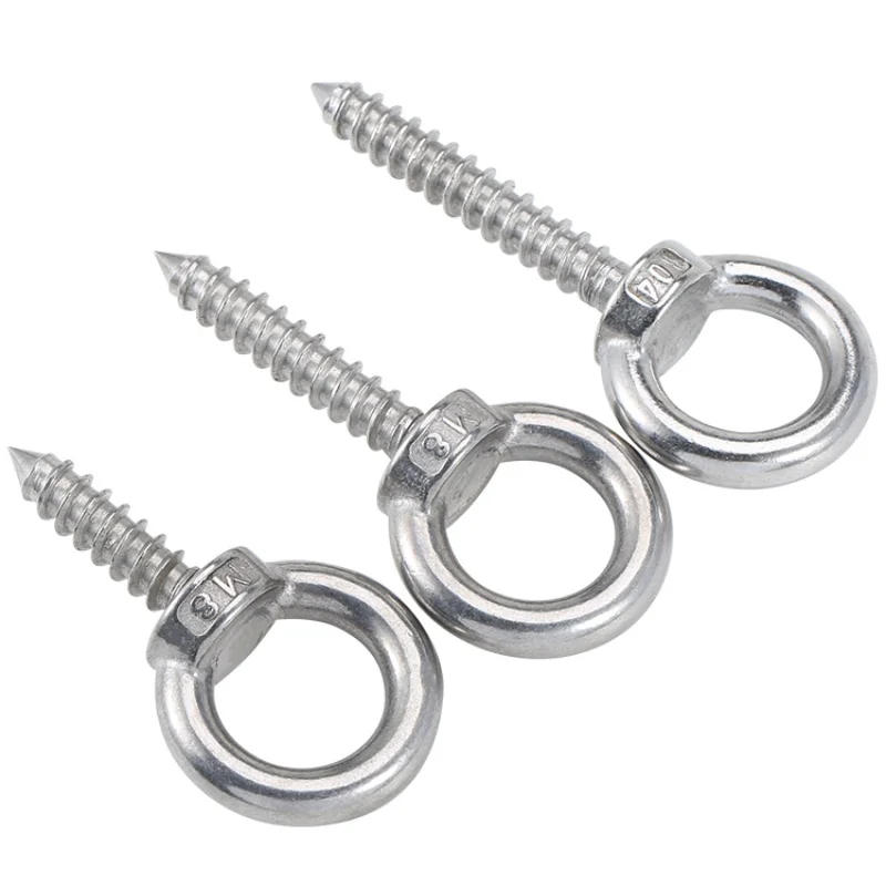 Description Picture 4 of itemM4 M5 M6 M8 M10 M12 304 Stainless Steel Eye Nut Self Tapping Screw Sheep Eye Round Ring Self Tapping Wood Screws Hook