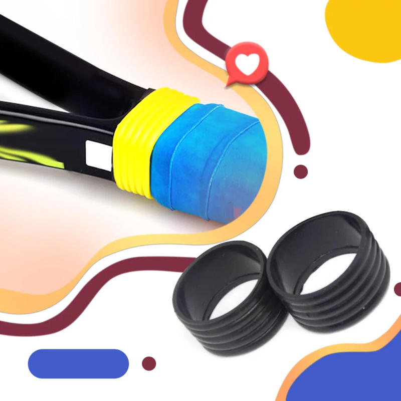 Description Picture 4 of item2 Pieces Tennis Racket Grip Rubber Ring Badminton Bat Overgrip Fix Flexible Bands Finishing Protector Outdoor Sports Red
