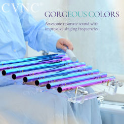 CVNC 432HZ Aurora Realm Multiple Colored Crystal Singing Harp 8 Tubes Note CDEFGABC with Alumina Alloy Box