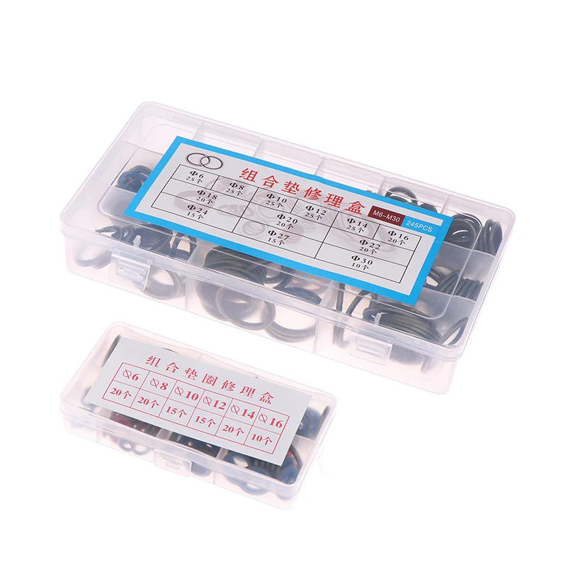 Description Picture 3 of itemNew 245Pcs/box Sealing Gasket Set Oil Drain Combined Washer Set M6 M8 M10 M12 M14 M16 M18 M20 M22 M24 M27 M30