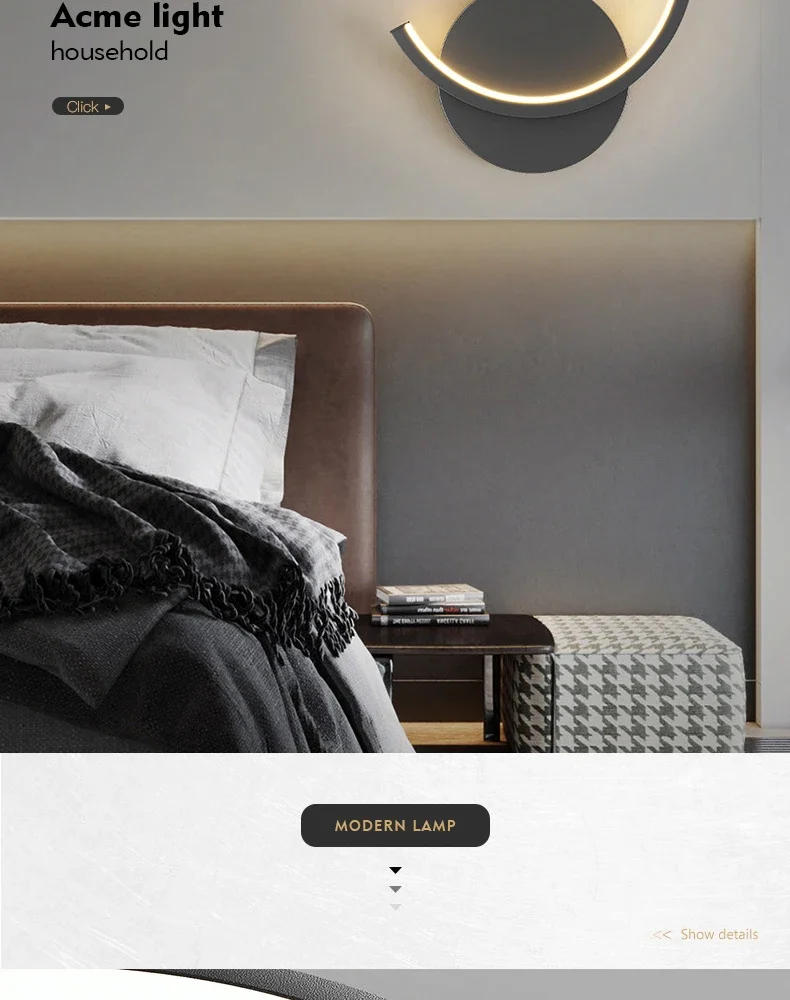 Description Picture 3 of itemModern LED Wall Lamp Nordic Black White Golden Wall Lighting for Living Bedroom Aisle Home Decor Fixtures Indoor Wall Lustres