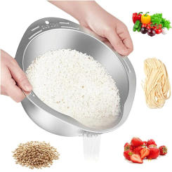Rice Washer Strainer Bowl Stainless Steel 304 Rice Washing Bowl Rice Sieve Colander Fruit And Vegetable Strainer Kitchen Tools