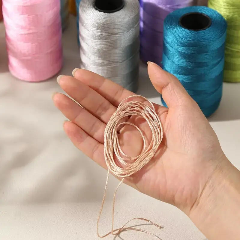 Description Picture 6 of item100g/Roll 1mm 230 Meters Ice Silk Summer Crochet Yarn for DIY Knitting Bag Shoes Hat Hollow Polyester Rope Thread Handmade Craft
