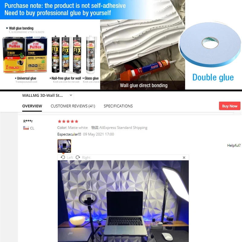 Description Picture 2 of item30x30cm Decorative 3D Wall Panel Diamond Stone Brick Living Room TV Background Decals Tile Mold 3D wall sticker bathroom kitchen