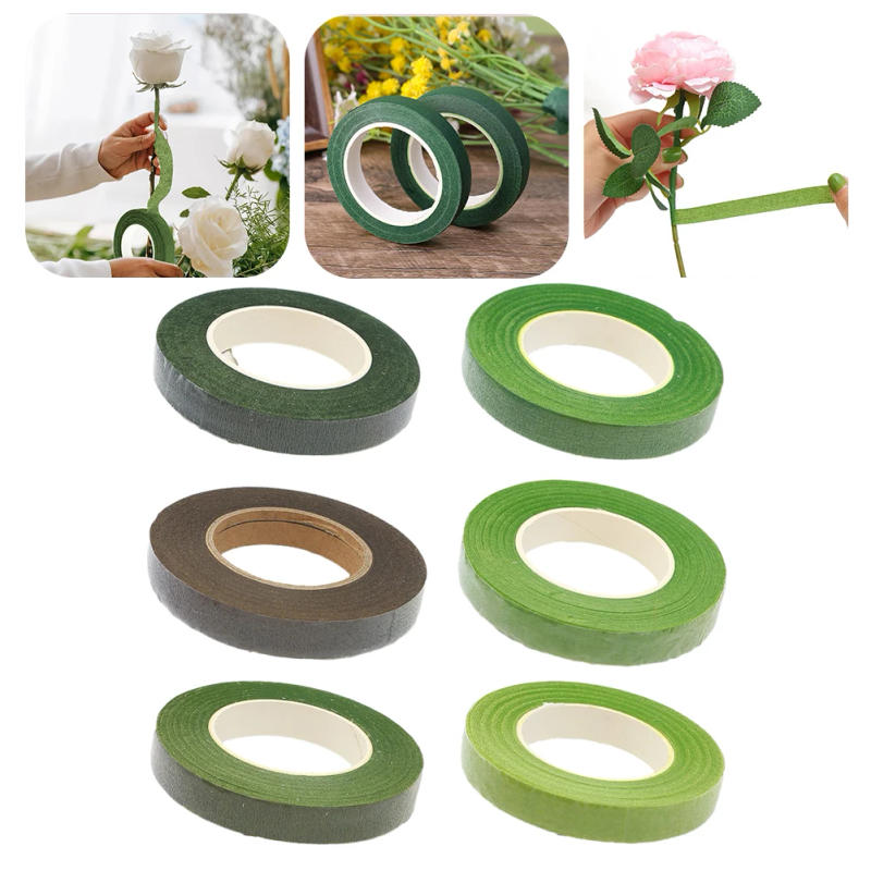 Description Picture 3 of itemProfessional Grade Floral Stem Tape 30 Yard 12MM Width Green and Brown Perfect for Flower Wrapping and Decoration