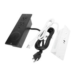 Embedded Outlet Recessed Power Strip 2 AC Outlets with PD 20W USB C 18W USB A Port and 15W Wireless 1.5m Cable 15A