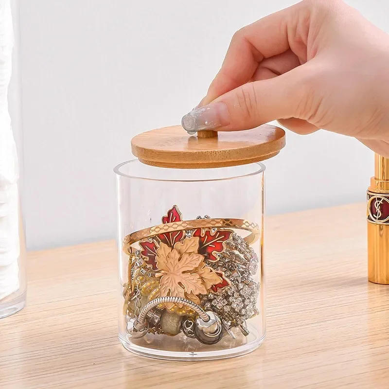 Description Picture 5 of itemStorage Organizer Holder Canister Apothecary Jars with Lid for Cotton Rounds Acrylic Cosmetic Candy Snacks Desktop Storage Box