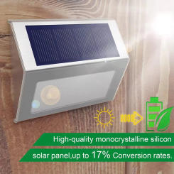 Upgraded Solar Panel Solar Fence Lamp Stainless Steel Stair Garden Step LED Light