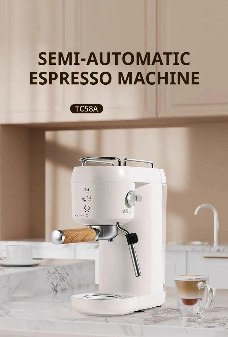 Description Picture 2 of item20Bar dual head drip pump pressure 220V 110V semi-automatic espresso machine 1000ml water tank simple one click operation