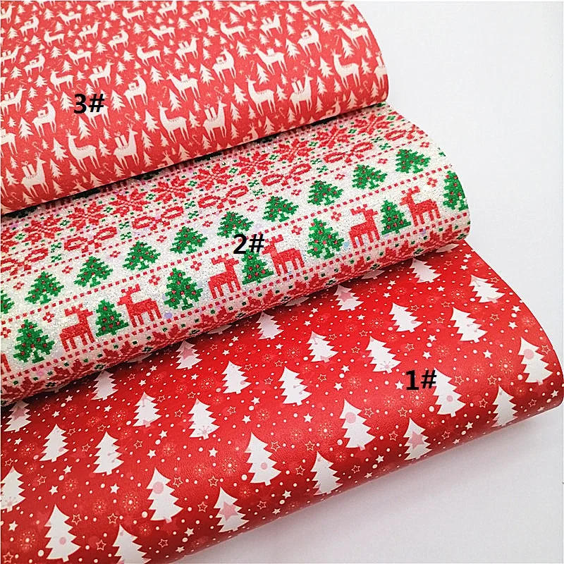 Description Picture 2 of itemRed Christmas Faux Leather Sheets Christmas Trees Snowflakes Custom Synthetic Leather Sheet For DIY Craft Sheets Mini Rolls W207