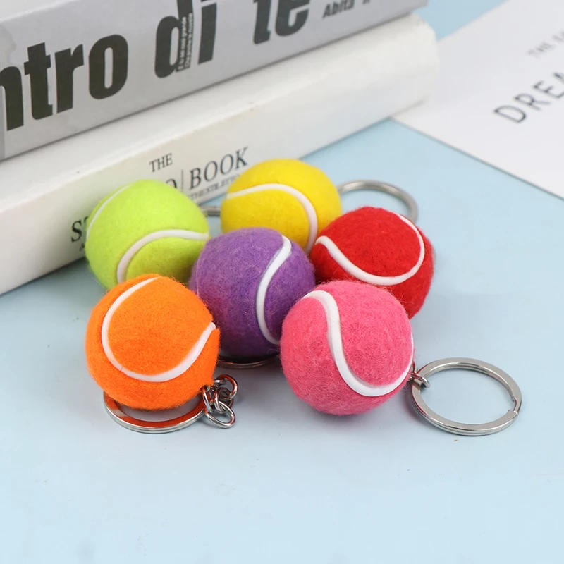 Description Picture 6 of item1PC Tennis Ball Key Chain Metal Keychain Car Key Chain Key Ring sports chain pendant Sport Ball Club Souvenir Teenager Fan Gift