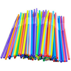 Flexible Party Disposable Plastic Drinking Straws - Assorted Colors 100PCS