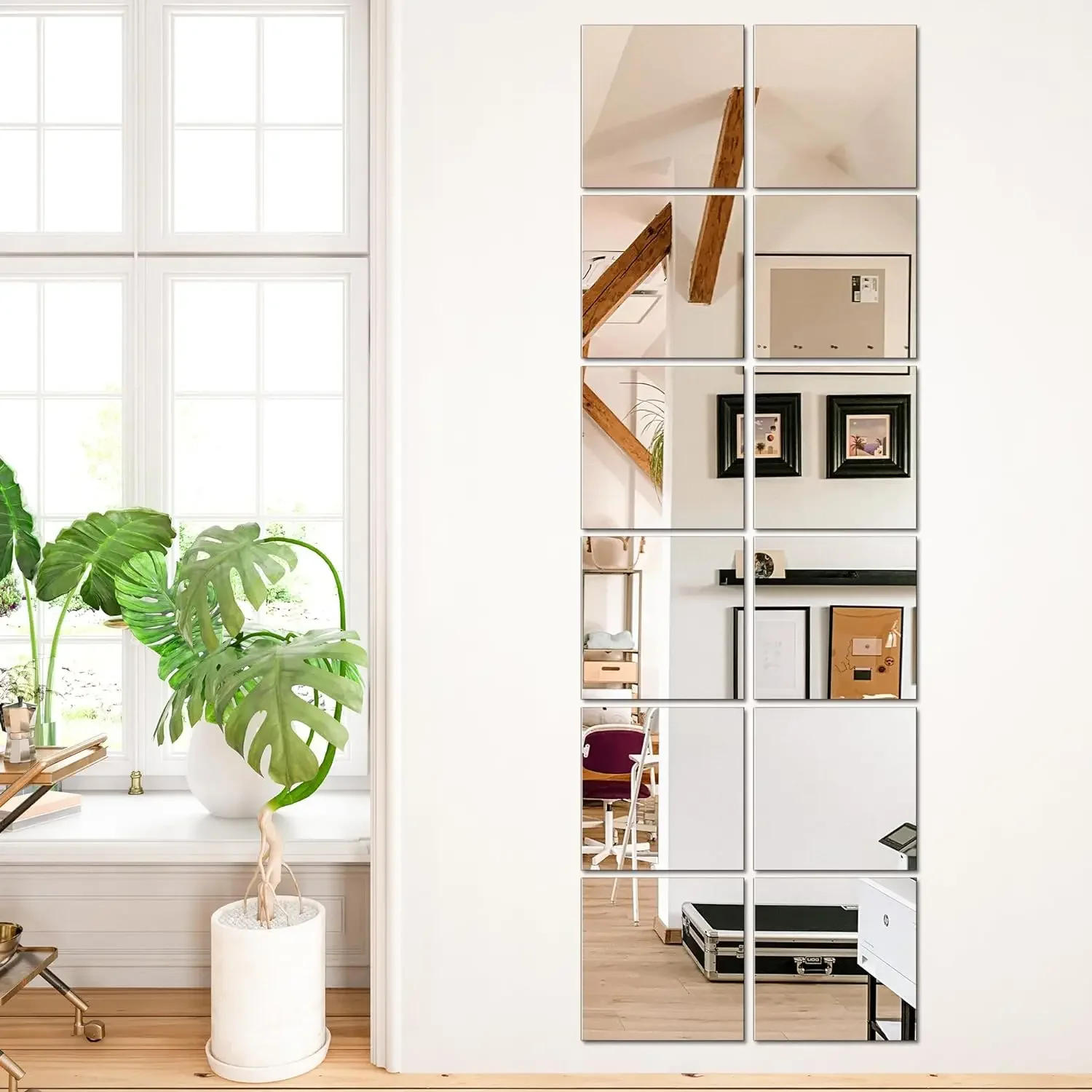 Description Picture 3 of item15/20/30cm 2/4pcs Mirror Surface Sticker Plastic Soft Mirror Self-adhesive Wall Sticker Full Body Mirror Dormitory Makeup