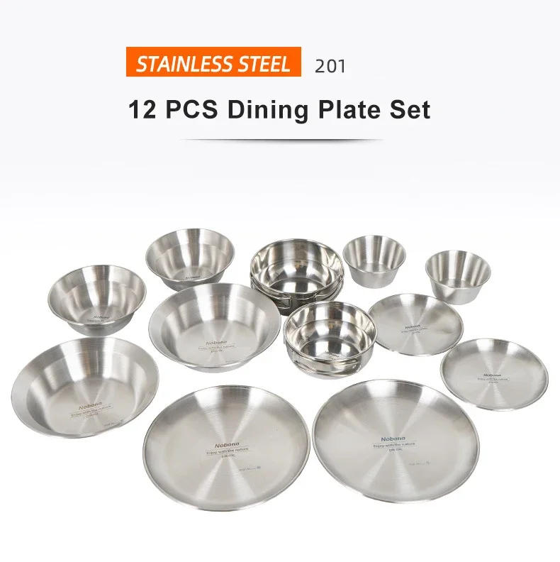 Description Picture 3 of itemOutdoor Tableware Set 12PCS Portable Camping Tableware Set Self Driving Tour Barbecue Camping Home Dining Plate Small Bowl Plate