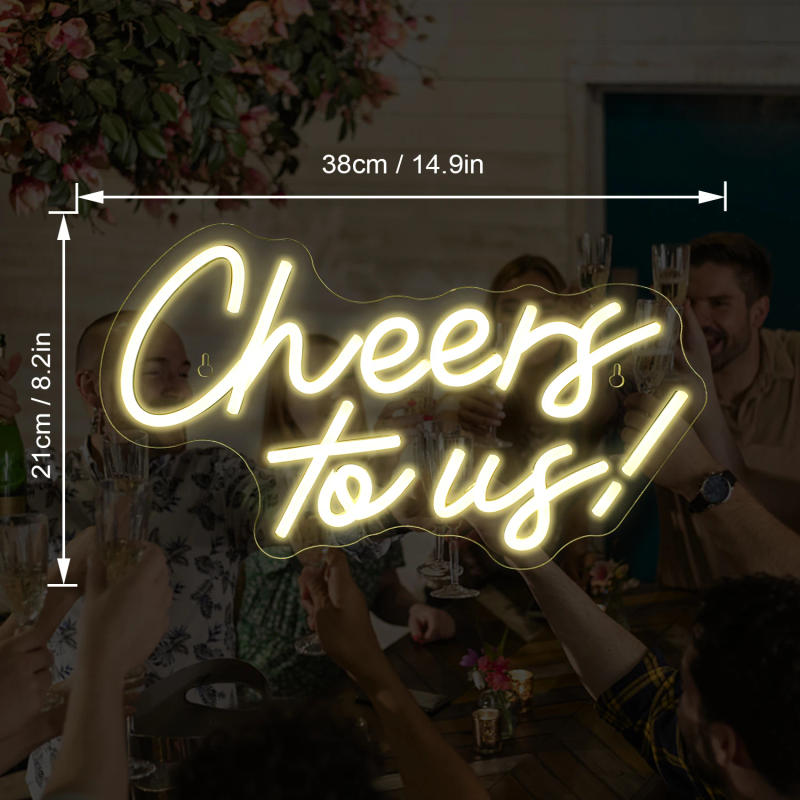 Description Picture 4 of itemCheers To Us Neon Led Sign Art Letter Lights Acrylic Dimmable Room Decoration Bar Beer Home Birthday Party Club Wall Decor Lamp