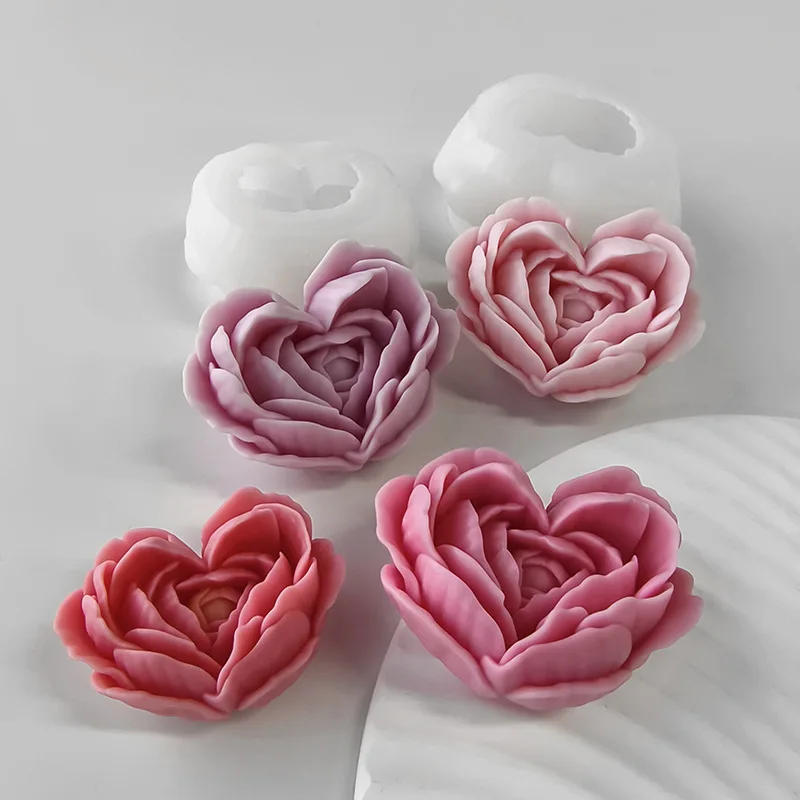 Description Picture 3 of itemLove Flower Silicone Mold DIY Heart Shaped Rose Scented Candle Plaster Soap Resin Molds Handmade Chocolate Dessert Cake Tool